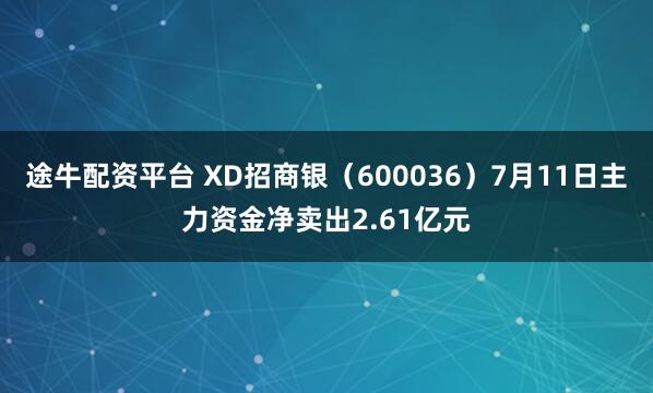 途牛配资平台 XD招商银（600036）7月11日主力资金净卖出2.61亿元